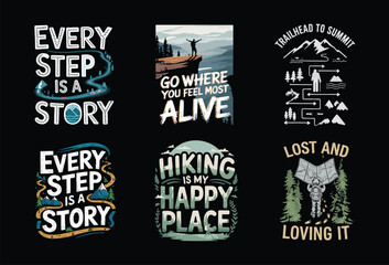 Fototapeta premium Hiking t shirt design bundle
