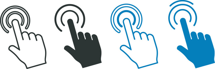 Obraz premium A series of four hand icons interacting with wireless signals in a sequence