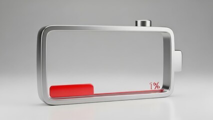 Modern Fuel Gauge with Red Needle and One Percent Mark
