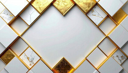 Square and diamond tile frame with gold accents
