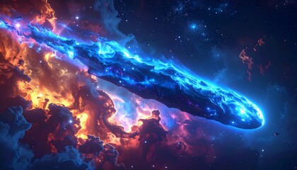 Vibrant Cosmic Galaxy with Bright Nebula.