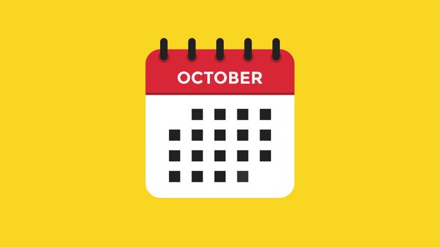 October calendar icon animation modern flat planning visual ProRes alpha channel 60fps