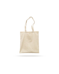 Canvas tote bag mockup template isolated. linen cotton tote shopping bag on a white background. 3d rendering. zero waste and eco friendly concept. vertical portrait orientation.