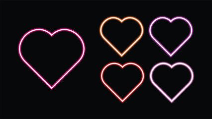 Neon Heart Light Frame with Multiple Heart Shapes Vector