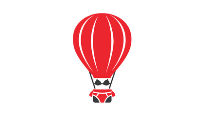 Red hot air balloon icon on for travel and adventure themes © MSF