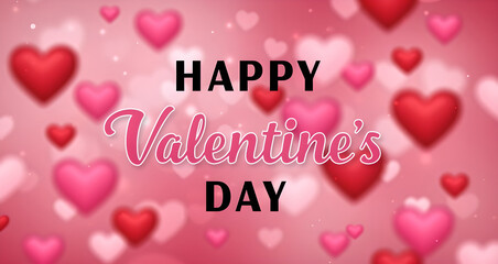 A vibrant valentine s day background with floating hearts and festive text