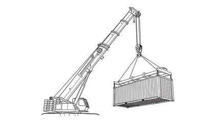 Crane lifting a large metal container in industrial setting
