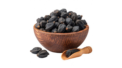Fragrant black cardamom pods in a rustic wooden bowl, ready for culinary use and aromatic spices