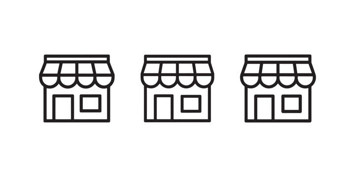 Store icon set business sign for market shop or restaurant exterior architecture symbol vector