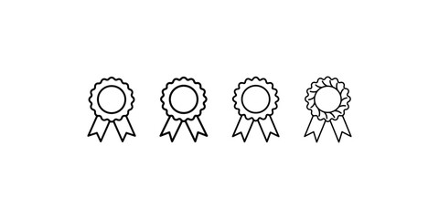 Four rosettes award ribbons for winner achievement success or recognition symbol isolated