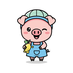 Happy Cartoon Pig Character Illustration