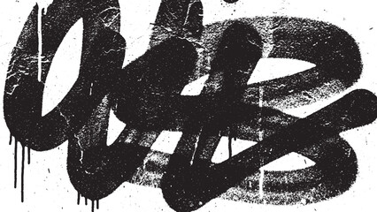 Abstract black graffiti tag with dripping paint on a white background. © plustration