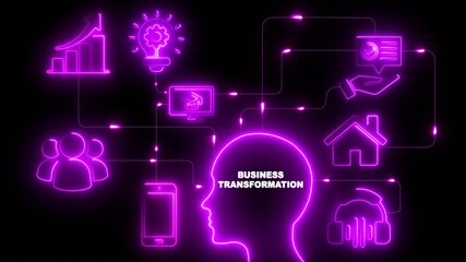 Digital network connections technology Business
Transformation concept glowing neon icon idea, teamwork, home, education, growth, smartphone, headphone, advice and data analysis on a dark background. - Powered by Adobe