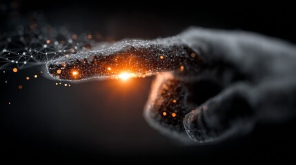 Dynamic digital hand forming intricate network connections, symbolizing future technology and innovation, glowing with vibrant energy