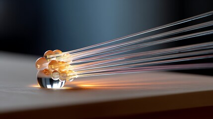 Physics Experiment with Sparkling Metallic Object and Radiant Beams on Table Surface