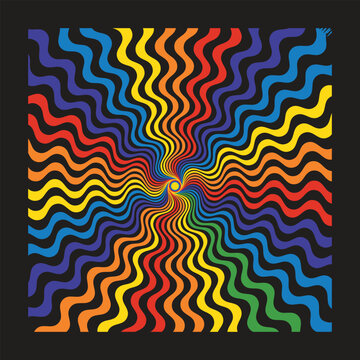 Colorful Abstract Wavy Spiral Art &ndash; Psychedelic Rainbow Optical Pattern