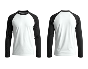 White long-sleeve shirt with black raglan sleeves, front and back