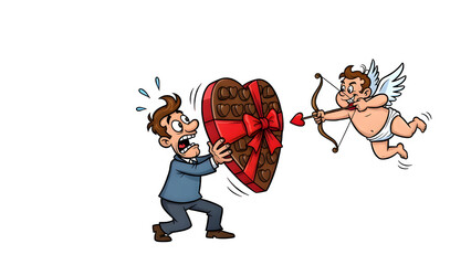 Funny Valentine Cupid Cartoon Character Illustration Isolated on White Background