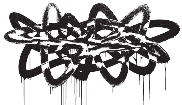 Bold abstract spray paint artwork with expressive drips and dynamic lines.
