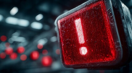 Urgent warning signal illuminated with intense red light, conveying critical alert and immediate attention needed in a dramatic, atmospheric scene