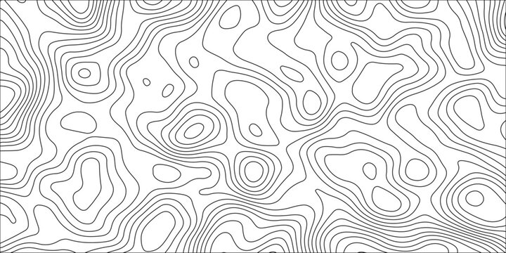 Abstract white contour wave lines topographic background, lines map seamless pattern, modern wallpaper texture and realistic design used for banner and posters, mountain relief geographic pattern.