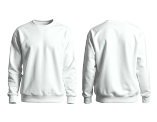 Blank white crewneck sweatshirt, front & back view mockup