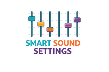 Colorful audio equalizer display with smart sound settings text