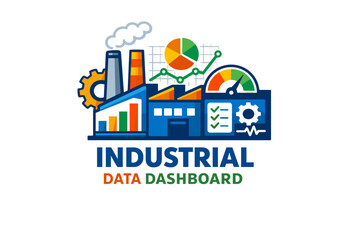 Fototapeta premium Industrial data dashboard illustration with graphs and charts for analytics