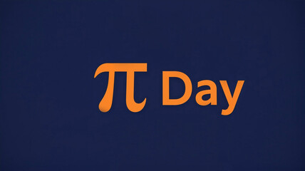 Pi Day celebration graphic with orange text on dark blue background  