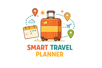 Smart travel planner: organized itinerary with luggage and map icons for efficient vacation planning
