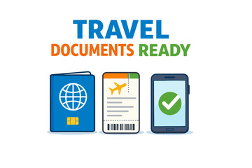 Travel documents preparation: passport, boarding pass, smartphone checklist
