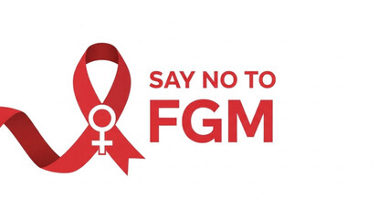 Support the movement to end female genital mutilation with a powerful red awareness ribbon symbol
