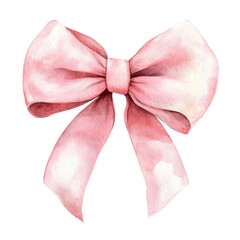 Pink Watercolor Bow Tie on Transparent Background