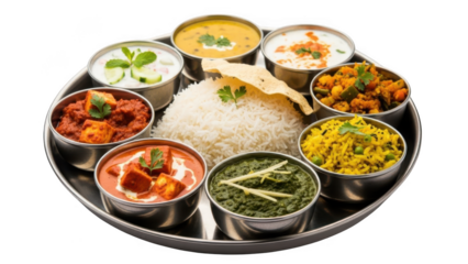 Indian thali feast with assorted dishes