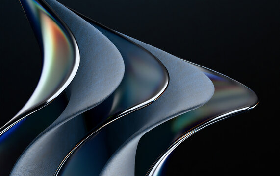 Futuristic transparent glass forms in blue tones with sharp edges &mdash; elegant minimal abstract design