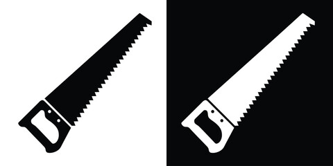 Hand saw silhouette vector, handsaw carpentry tool flat vector icon