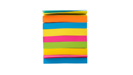 Collection of colorful sticky notes arranged in three rows, isolated on white or transparent background, ideal for office, organization, planning, and creative workspace visuals. PNG format.