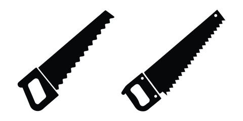 Hand saw silhouette vector, handsaw carpentry tool flat vector icon