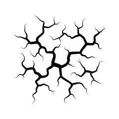 Abstract Black Cracks Pattern Vector Illustration on White Background