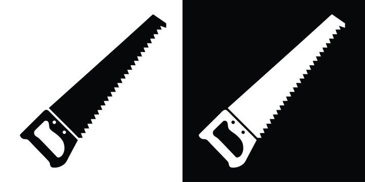 Hand saw silhouette vector, handsaw carpentry tool flat vector icon