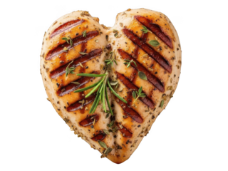 Grilled chicken heart shaped dish