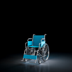 Fototapeta premium Blue wheelchair representing disability 3d