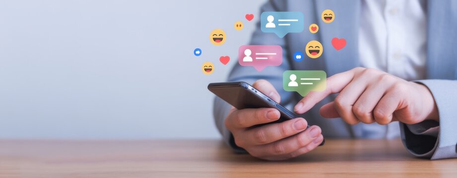 Connected World: A person's fingers dance across a smartphone screen, triggering a cascade of digital interactions, symbolizing the interconnectedness of modern communication.