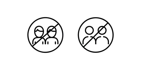 Fototapeta premium Social distancing icon with prohibited sign showing restricted access to people gathering
