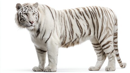 Fototapeta premium Majestic white tiger standing proudly against a clean white background