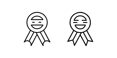 Award ribbon badge icon set for achievement and recognition quality seal in outline design