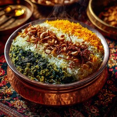 Traditional Indian Biryani in National Flag Colors