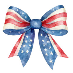 American Flag Bow Design on Transparent Background
