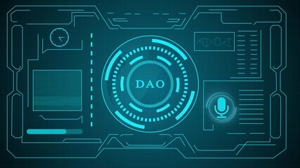 Futuristic HUD Dashboard Interface for DAO with Digital Data Visualization. - Powered by Adobe