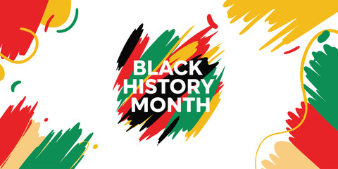 Vibrant Abstract Paint Brush Banner Celebrating Black History